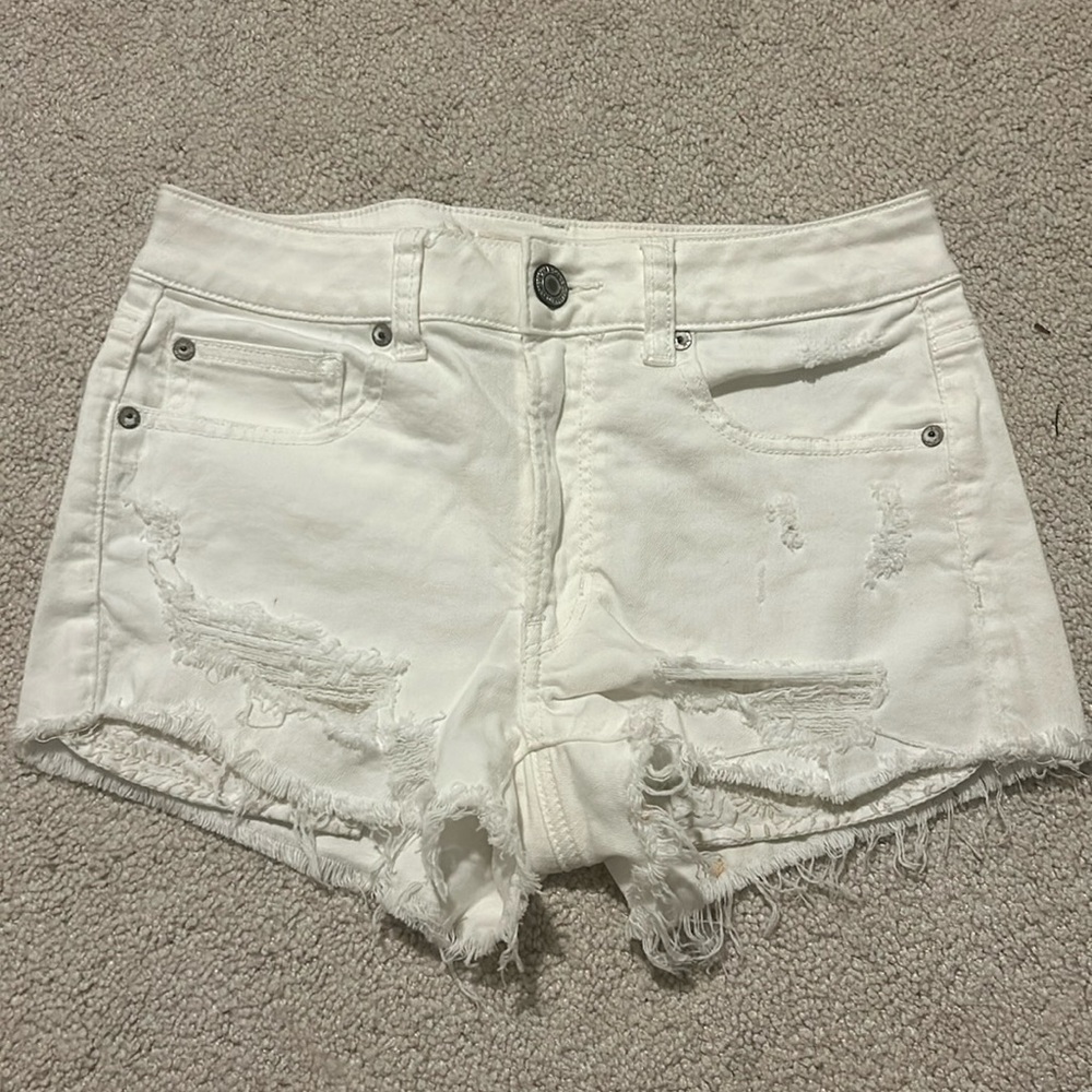 American Eagle white denim shorts